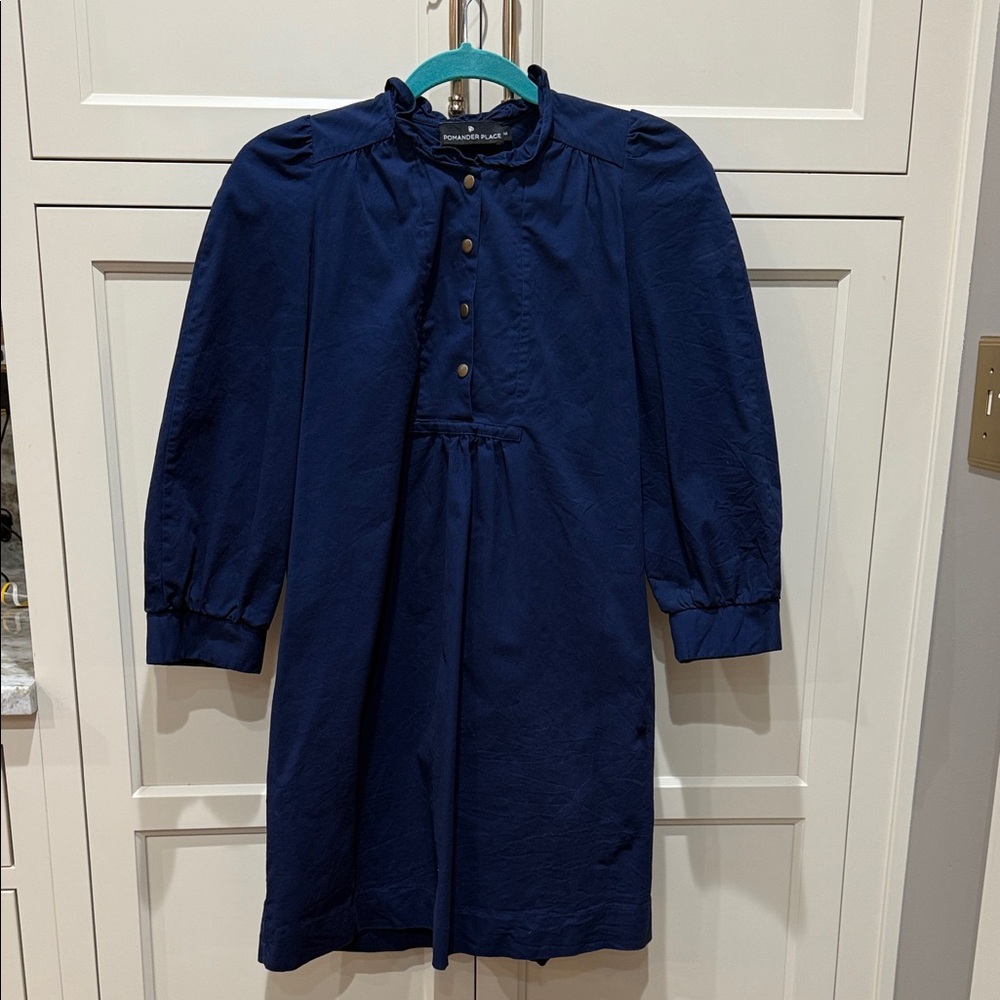 Pomander Place Navy Blue Long Sleeve Dress Medium